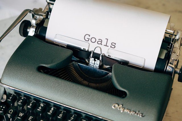 goals typed on typewriter