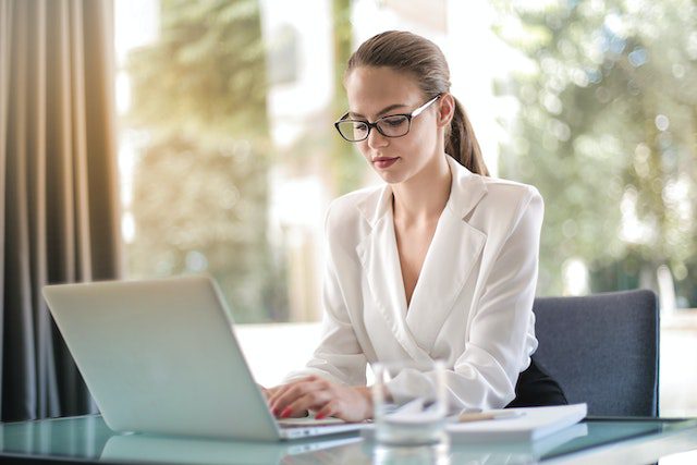 woman working on a laptop